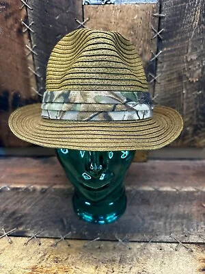 Vintage Summer Straw Hat Fedora Hat Paramount Outdoors Primos Realtree Band • $19.89