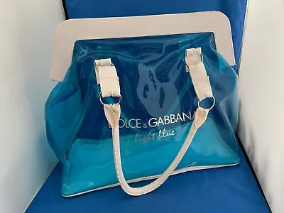 DOLCE GABBANA Light Blue Clear Tote Shoulder Bag Beach Pool Vintage Rare • $249