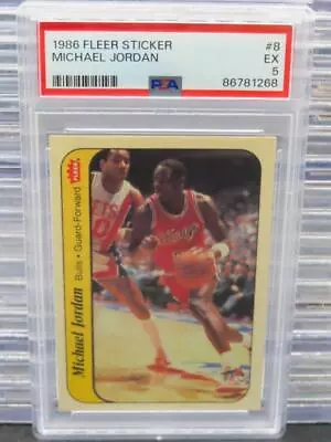 1986-87 Fleer Stickers Michael Jordan Rookie Sticker RC #8 PSA 5 Chicago Bulls • $275