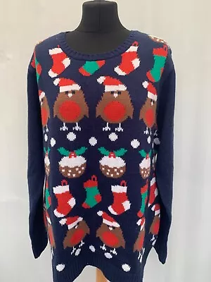 Christmas Jumper Size XL Festive Print Multicoloured Knit Acrylic Mens • £10.39