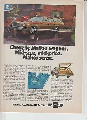 Original 1974 Chevrolet Chevelle Malibu Wagon Magazine Ad  Mid-Size Mid-Price  • $4