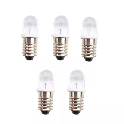 LED MES Screw Base E10 Lamp Bulb 10mm Lens In White Red Or Blue Pack Of 5 • £5.19