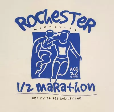 Vintage Y2K Rochester Minnesota Half Marathon 2006 White T Shirt Mens Size Large • $14.99