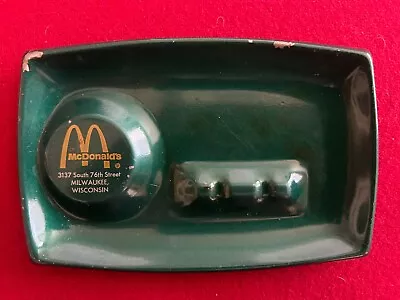 Vintage Antique McDonald's Green Metal Advertising Ashtray Milwaukee Wisconsin • $9.99