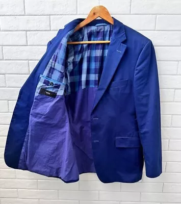 Hugo Boss Mens Size 40R Navy Blazer Suit Jacket 100% Cotton Maselli10 • $50.15