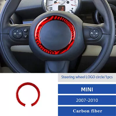 Red Carbon Fiber Steering Wheel Cover Trim For BMW Mini Cooper R56 R57 2007-2010 • $11.74