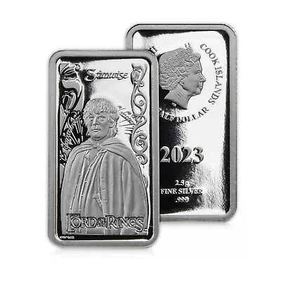 The Lord Of The Rings Samwise 2.5g Silver Coin Bar Cook Islands Half Dollar 2023 • £36.99