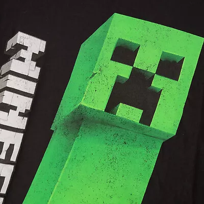 Minecraft Shirt ADULT 2XL XXL BLACK Big Creeper Face CASUAL MENS GAMER NWT • $19.88