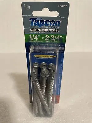 Tapcon 1/4 In. X 2-3/4 In. 410 Stainless Steel Hex-Head Concrete Anchors 8pcs • $15