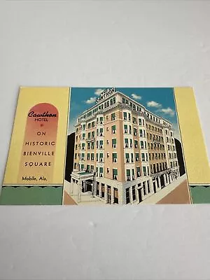 Vintage Linen Postcard: Cawthon Hotel On Bienville Square In Mobile ALABAMA • $3.99