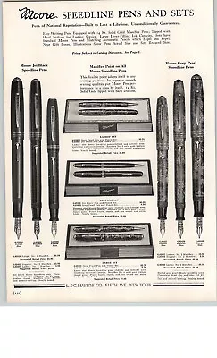 1938 PAPER AD Moore Speedline Fountain Pen Maniflex Point Large Camel • $7.99