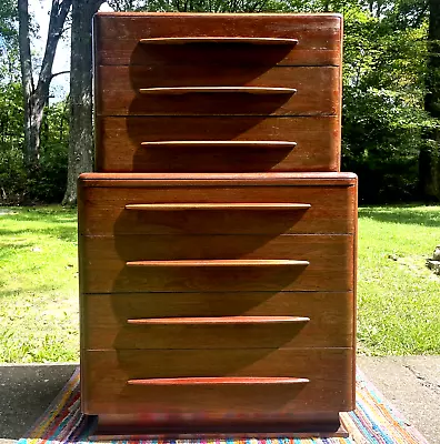 Carl Bissman Highboy Dresser 1950s Walnut 7 Drawer Hideaway Shelf Springfield MO • $395