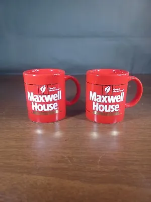 2 Vintage 1980's Instant Maxwell House Coffee Cups Mugs Red Gold Trim Japan • $4.99