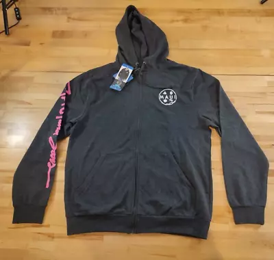 Maui And Sons Original Surf Co. Full Zip Graphic Hoodie Sweatshirt Dk Gray Large • $26.99