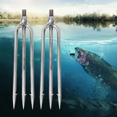 £7.62 • Buy 2pcs Stainless Steel 3 Prongs Harpoon Gig Gaff Hook Barb Fish Spear For Outdoor