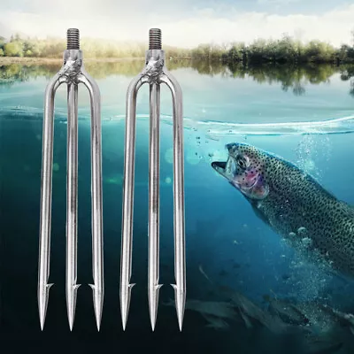 £7.62 • Buy 2pcs Stainless Steel 3 Prongs Harpoon Gig Gaff Hook Barb Fish Spear For Outdoor