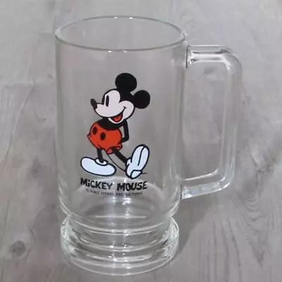 Vintage Walt Disney Mickey Mouse Clear Glass Stein 12 Oz. • $7.99