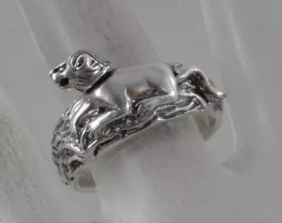 Vintage Unique Solid Sterling Silver LION Moving Head & Tail Ring 925 F2159 • $99.99