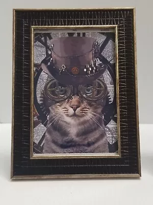 Steampunk Cat Goggles Gear Hat Key  Picture With Frame  • $10.43