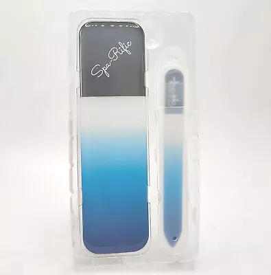 Spa-Rific Laser Etched Glass 2 PC MANI PEDI SET - Ombre Blue  - File & Buff NEW • $21.94