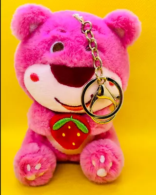 Toy Story Lotso Bear Plush Keychain Keyring Bag Charm Coin Purse Pom Pendant • £12.99