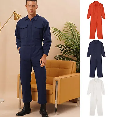Mens Coverall Mechanic Work Uniform Flame Resistant Workwear Zip-Front Jumpsuit • $57.96