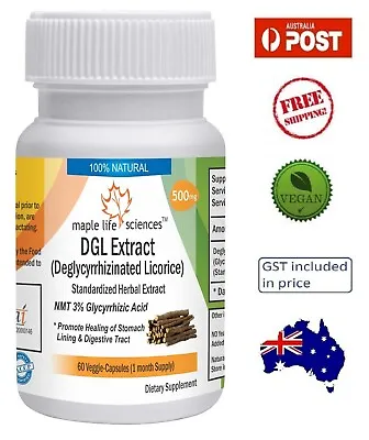 Deglycyrrhizinated Licorice (DGL) Extract Capsules - 500mg - AU Stock • $42.46