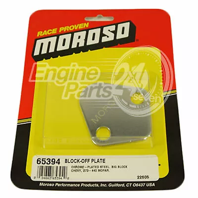 Ford 289 302 351 Windsor 427 429 460 Bb Chrome Fuel Pump Block Off Moroso 65394 • $35.80