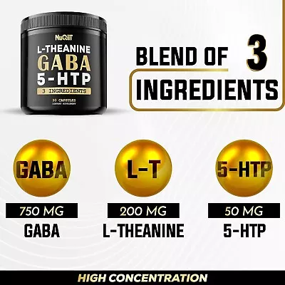 3In1 Gaba Supplements 750Mg L-Theanine 200Mg & 5-HTP (5-Hydroxytryptophan) - Equ • $37.49