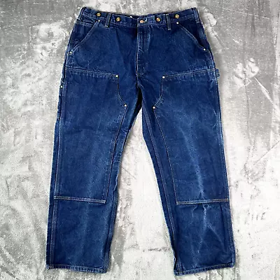 Carhartt Double Knee Jeans Mens 40X30 Dungaree Carpenter Suspender Buttons B07 • $109.09
