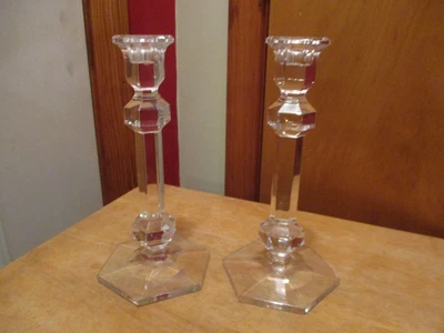 $49 • Buy Estate Find Val St Lambert Tall Candle Sticks  No Reserve