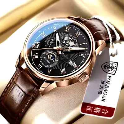 £11.99 • Buy Men's Luxury Watch Leather Belt Expensive Looking POEDAGAR Watch