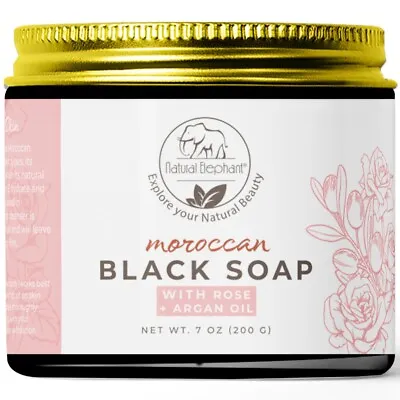 Natural Elephant Moroccan Black Soap With Rose And Argan Oil 200g (7oz) • $14.24