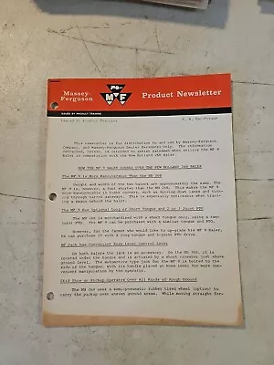 Vintage 1965 Massey Ferguson 9 Baler Product Newsletter  • $8.96