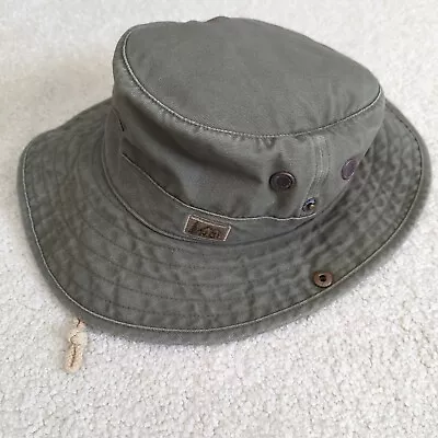 REI Hat Adult Small Green Boonie Snap Outdoor Sun Brim Chin Strap * • $16
