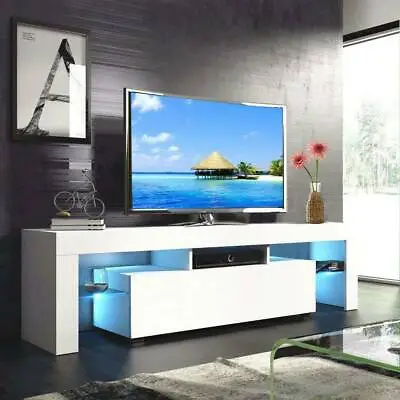 £72.57 • Buy Modern TV Unit Cabinet Stand White High Gloss Doors With RGBW LED Light 130cm