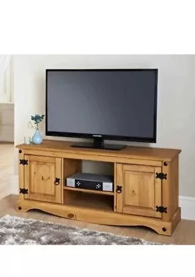 RIO 2 Door Solid Wood Media TV Unit Entertainment Centre With Doors And Shelf • £99.99