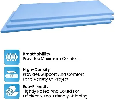 High Density Blue Upholstery Foam Sheet 60  X 20  X 2  Inches • £26.99