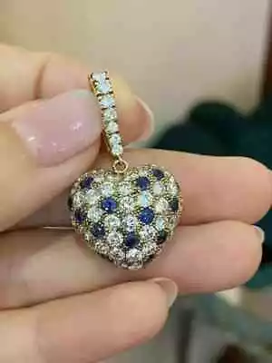 2Ct Round Cut Lab-Created Blue Sapphire Diamond Pendant 14K Yellow Gold Plated • $101.80