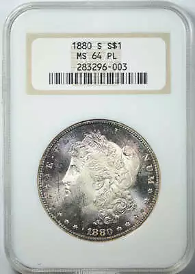 1880-S Morgan Dollar $1 NGC Fatty MS64PL - Prooflike - TONED! • $312