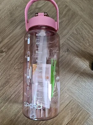 Opard 2 Litre Water Bottle Time Markings To Drink Half Gallon Motivational Pink • £5