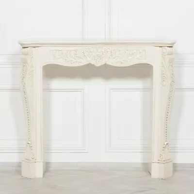 French Classical Style Aged Ivory Colour Hand Carved Mahogany Fire Surround • £655