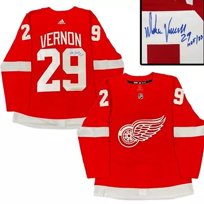 MIKE VERNON Signed Detroit Red Wings Red Adidas PRO Jersey - HOF 23 • $319.99