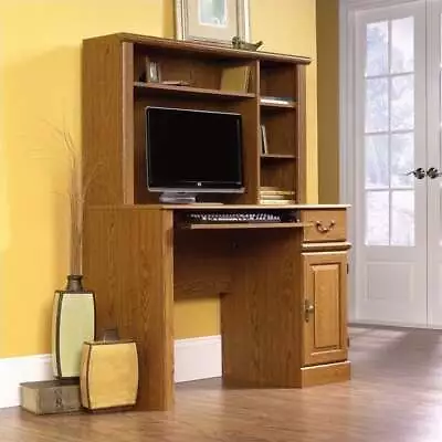 Sauder Orchard Hills Engineered Wood Computer Desk With Hutch In Carolina Oak • $218.26