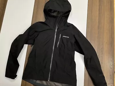 Patagonia Womens S Black Gore-Tex Jacket Waterproof Full Zip Lightweight Hooded • $69.99