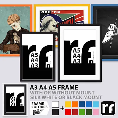 A3 A4 A5 Frame Poster Art Certificate: Black White Colours + UV Glass Option • £10.99