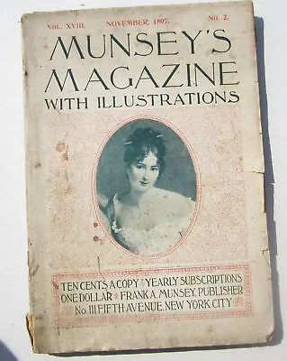 1897 Munsey Magazine November TONS OF ADS Good- Grade Monthly Quack Products • $32.90