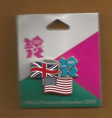 London Englan& USA ~ Olympics 2012 ~ Dueling Flags ~ Vintage Licensed Lapel Pin • $4.99