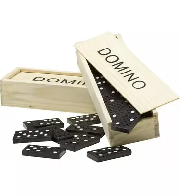 £2.49 • Buy WOODEN DOMINOES BOX Set Of 28 Toy Traditional Childrens Domino Tumbling Vintage