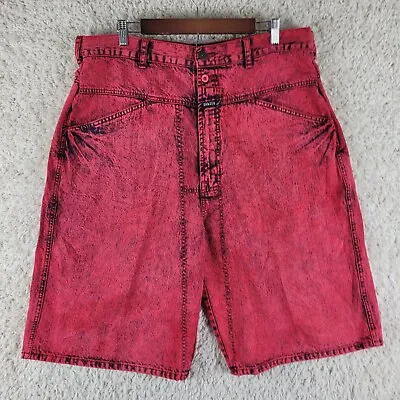Marithe Francois Girbaud Denim Shorts Men's 38-40 Red Black Brand X Baggy Cotton • $24.88